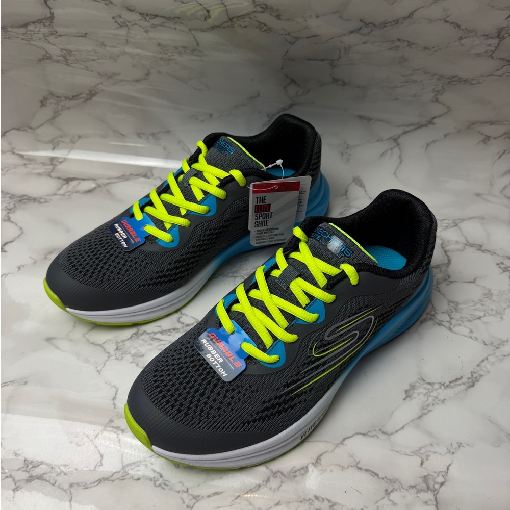 Kid’s Skechers Elite Sport Stride Charcoal/Blue US Size 6